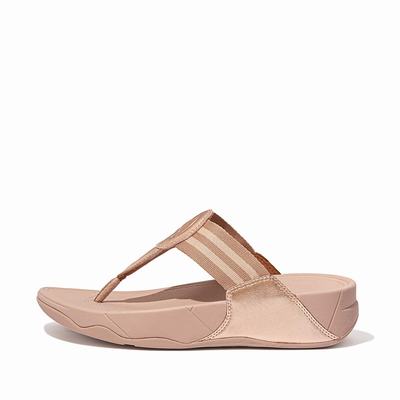 Fitflop Women's WALKSTAR Webbing Toe-Post Sandals - Rose Gold, QT7235184